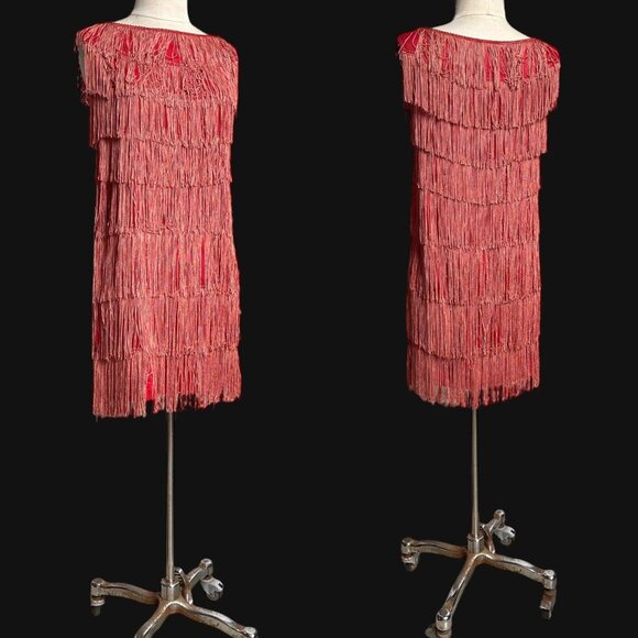 50s 60s vintage fringe mini dress shift flapper party great gatsby roaring 20s. - Picture 5 of 12